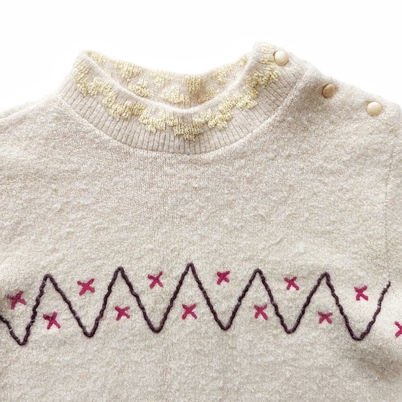 NWOT Vintage Pomme Framboise Girls Off-white Pullover Sweater Sz. 5 yrs/110 cm - Picture 3 of 6